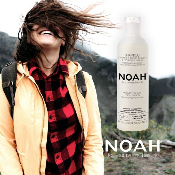 Sampon natural hidratant cu fenicul pentru par uscat, fragil si lipsit de stralucire (1.2), Noah, 250 ml