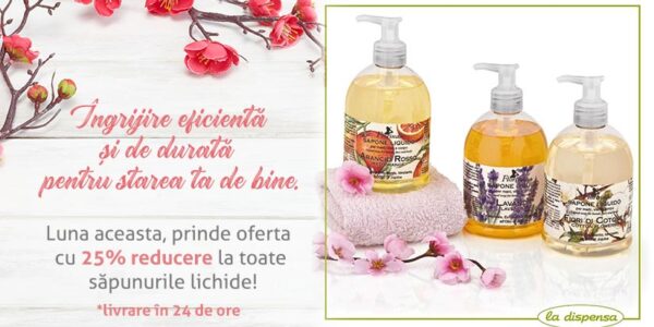 25% reducere la toate săpunurile lichide