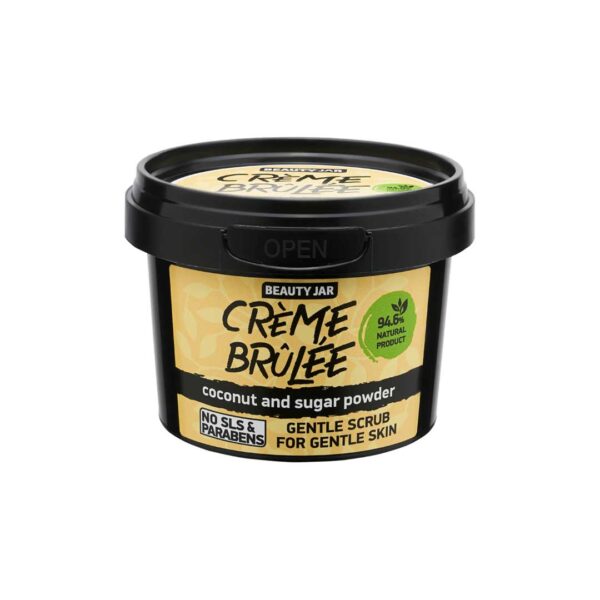 Scrub facial pentru ten sensibil cu cocos si pudra de zahar, CREME BRÛLÉE, Biocart_Beauty Jar, 120 ml