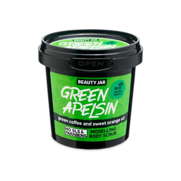 Scrub modelator pentru corp, cu cafea verde si ulei de portocala, Green Apelsin, Biocart_Beauty Jar, 200 g
