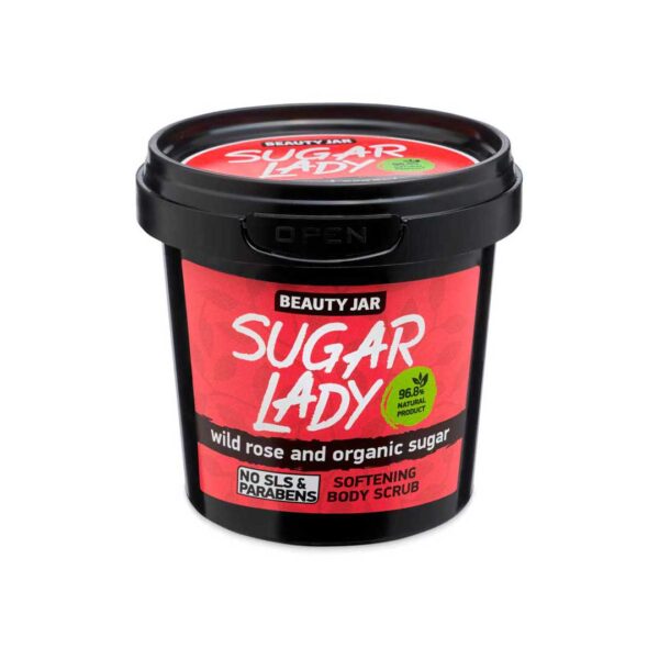 Scrub corporal cu trandafir salbatic si zahar organic, Sugar Lady, Biocart_Beauty Jar, 180 g