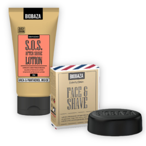 Set cadou barbati Shave & Shine sapun natural pentru fata si barbierit & after shave calmant, Biobaza, 225 ml