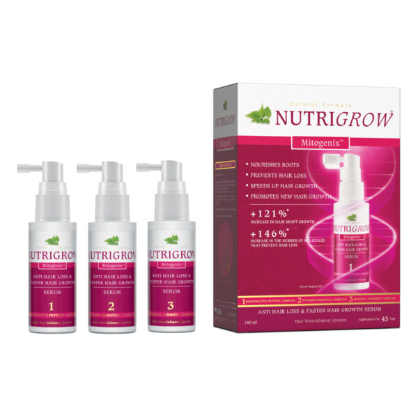 Nutrigrow, Set 3 Seruri Anticadere si Regenerare pentru Toate Tipurile de Par, Bio Balance, 180 ml