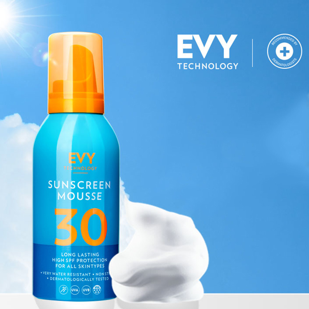 Sunscreen Mousse Crema de fata si corp spuma cu SPF 30 Unisex, EVY TEC...