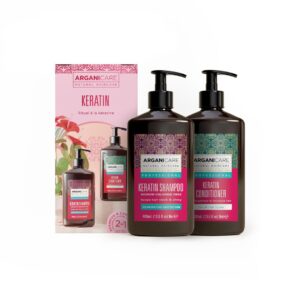 Set Sampon & Balsam cu Cheratina si Ulei de Argan pentru toate tipurile de par, Arganicare, 400 ml x 2