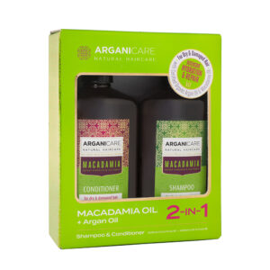 Set Sampon & Balsam cu Ulei de Macadamia si Ulei de Argan, pentru par uscat sau deteriorat, Arganicare, 400 ml x2