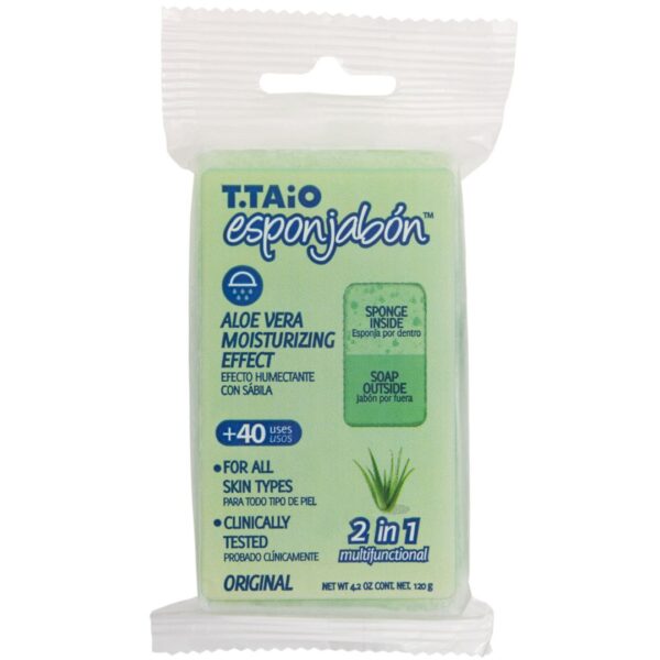 2 in 1 Burete de baie si sapun incorporat, cu Aloe Vera, efect hidratant, Esponjabon, 120 gr.