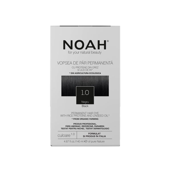 Vopsea de par naturala, Negru, 1.0, Noah, 140 ml