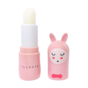 Balsam de buze pentru copii, Pink, cu parfum de capsune, Bunny en Rose, Inuwet, 3.5 gr