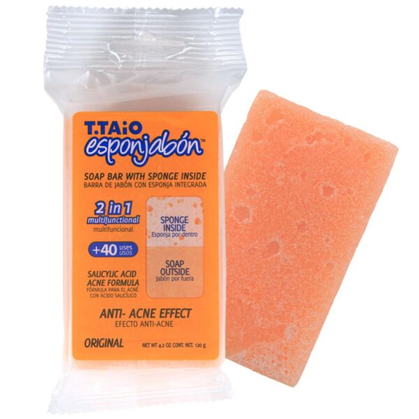 2 in 1 Burete de baie si sapun incorporat, efect anti-acnee, Esponjabon, 120 gr.