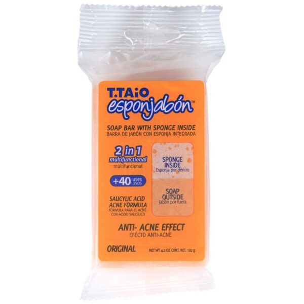 2 in 1 Burete de baie si sapun incorporat, efect anti-acnee, Esponjabon, 120 gr.