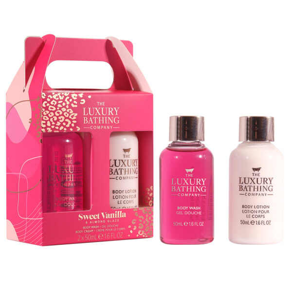 Set Cadou Delightful Duo, Sweet Vanilla & Almond Glaze, Gel de Dus, Lotiune Corp, The Luxury Bathing Company, 2 articole