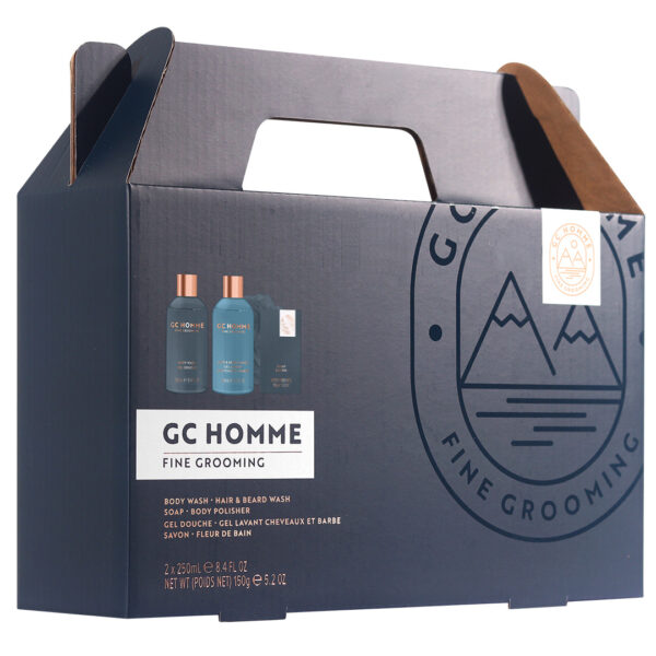 Set Cadou Full Body Cleanse, GC Homme Fine Grooming, Gel de Dus, Spuma de Baie pentru Relaxarea Muschilor, Sapun, Burete Exfoliant Corp, The Luxury Bathing Company, 4 articole