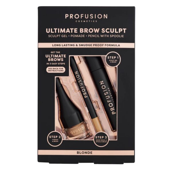 Kit pentru sculptarea sprancenelor Ultimate Brow Sculpt, Blonde, Profusion Cosmetics, 3 articole