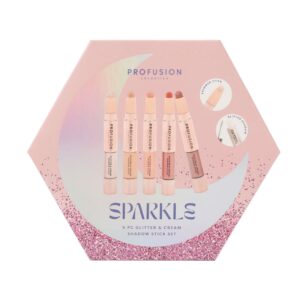 Set make-up pentru ochi Sparkle, 5 farduri de pleoape cu sclipici si capat dublu, Profusion Cosmetics, 5 articole