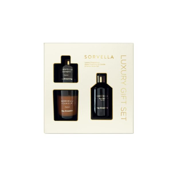 Set cadou Sorvella Luxury Day Dreaming, difuzor de camera, spray & lumanare parfumata, Sorvella, 3 articole